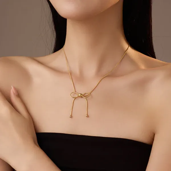 Gold_Anti_Tarnish_Bow_Knot_Necklace