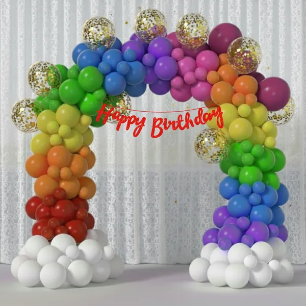 Rainbow_Theme_Red_Banner_With_Golden_Confetti_Decoration_Kit_114_Pcs