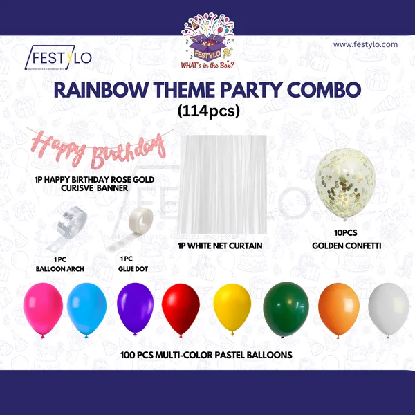 Rainbow_Theme_Rose_Gold_Banner_With_Golden_Confetti_Decoration_Kit_114_Pcs