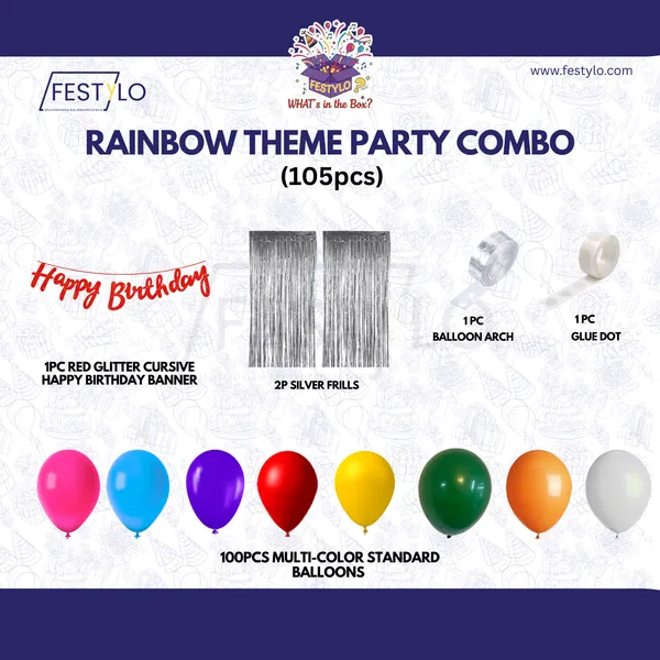 Rainbow_Theme_Red_Banner_With_Silver_Frill_Party_Combo