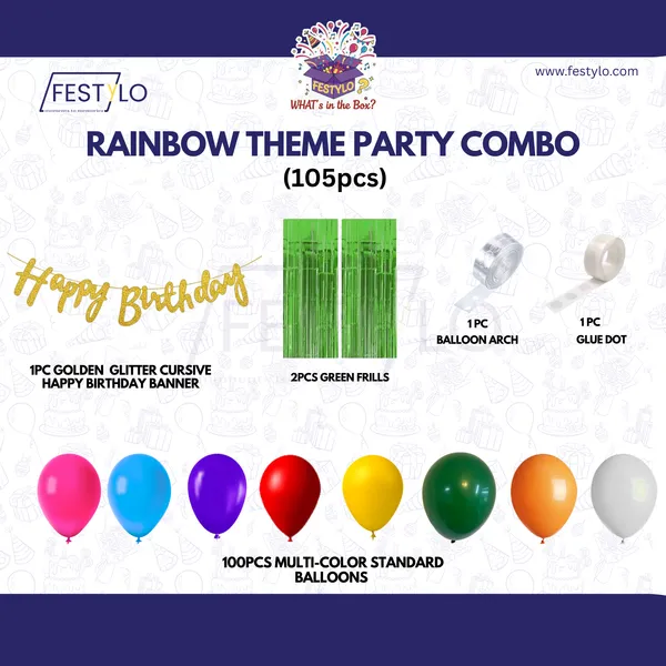 Rainbow_Theme_Golden_Banner_With_Green_Frill_Party_Combo