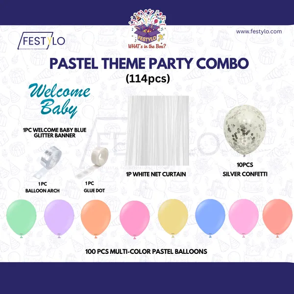Pastel_Theme_Party_Combo_Decoration_Kit_114_Pcs_Welcome_Baby_Balloon_Arch_Set