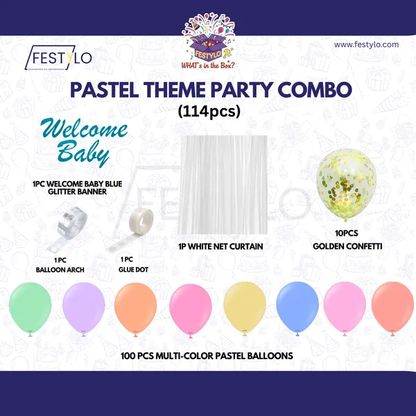 Pastel_Theme_Party_Combo_Decoration_Kit_114_Pcs_Welcome_Baby_Balloon_Arch_Set