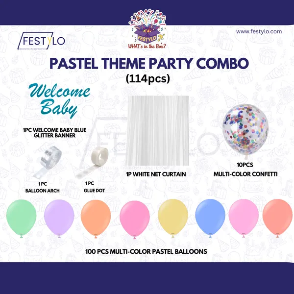 Pastel_Theme_Party_Combo_Decoration_Kit_114_Pcs_Welcome_Baby_Balloon_Arch_Set