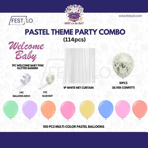 Pastel_Theme_Party_Combo_Decoration_Kit_114_Pcs_Welcome_Baby_Balloon_Arch_Set