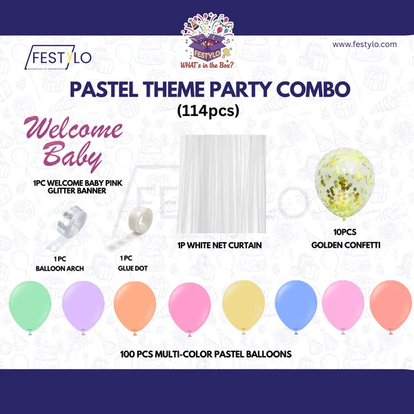 Pastel_Theme_Party_Combo_Decoration_Kit_114_Pcs_Welcome_Baby_Balloon_Arch_Set