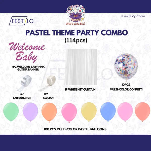 Pastel_Theme_Party_Combo_Decoration_Kit_114_Pcs_Welcome_Baby_Balloon_Arch_Set