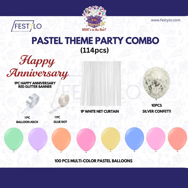 Pastel_Theme_Party_Combo_Decoration_Kit_114_Pcs_Happy_Anniversary_Balloon_Arch_Set
