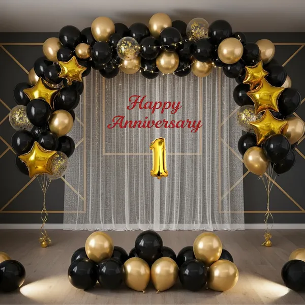Anniversary_Combo_Decoration_Kit_52_Pcs_Black_Gold_Theme_With_Curtain