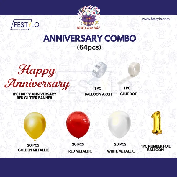 1st_Anniversary_Decoration_Combo_Kit_64_Pcs_Red_White_Gold_Balloon_Decoration_Set