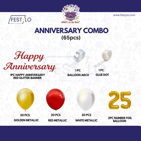 25th_Anniversary_Decoration_Combo_Kit_65_Pcs_Red_White_Gold_Balloon_Decoration_Set