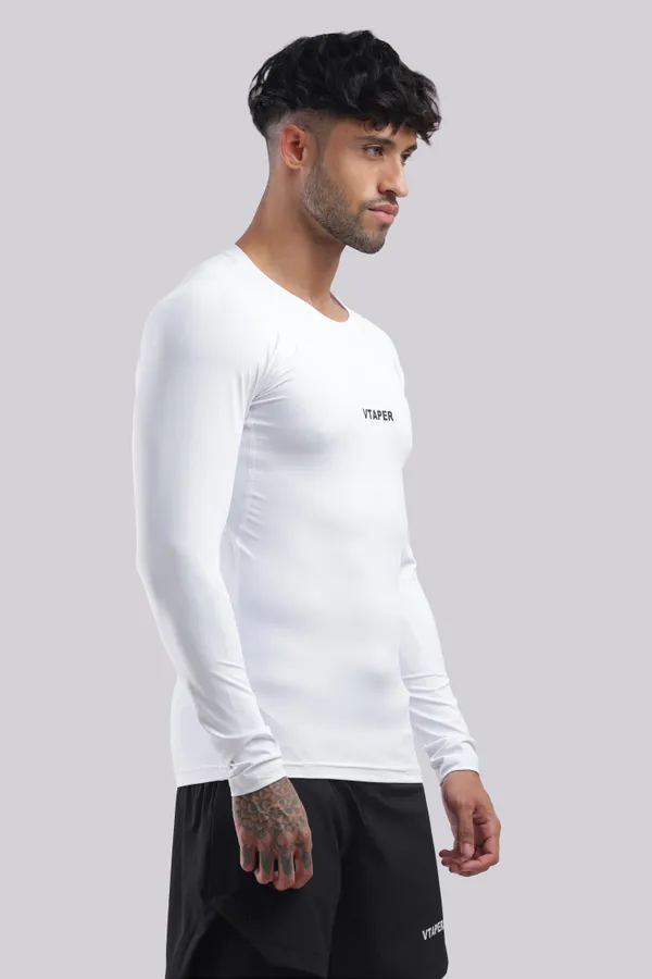 White_Polyster_Drfyfit_Compression_Half_Selvess_T_Shirt_For_Men