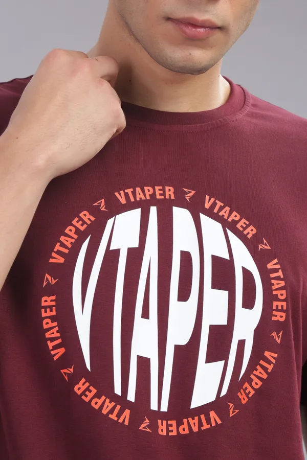 Marron_Cotton_Elastine_Legacy_Fit_T_Shirt_For_Men