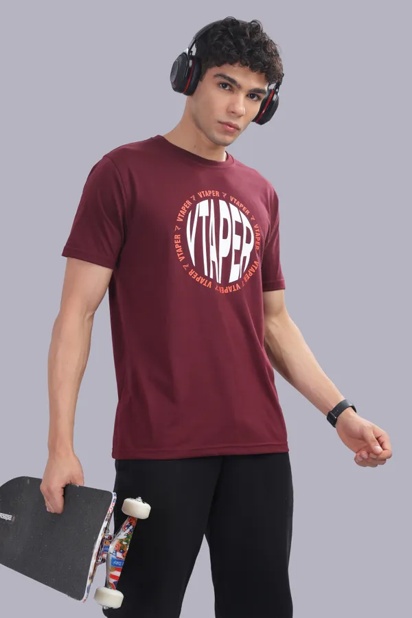Marron_Cotton_Elastine_Legacy_Fit_T_Shirt_For_Men