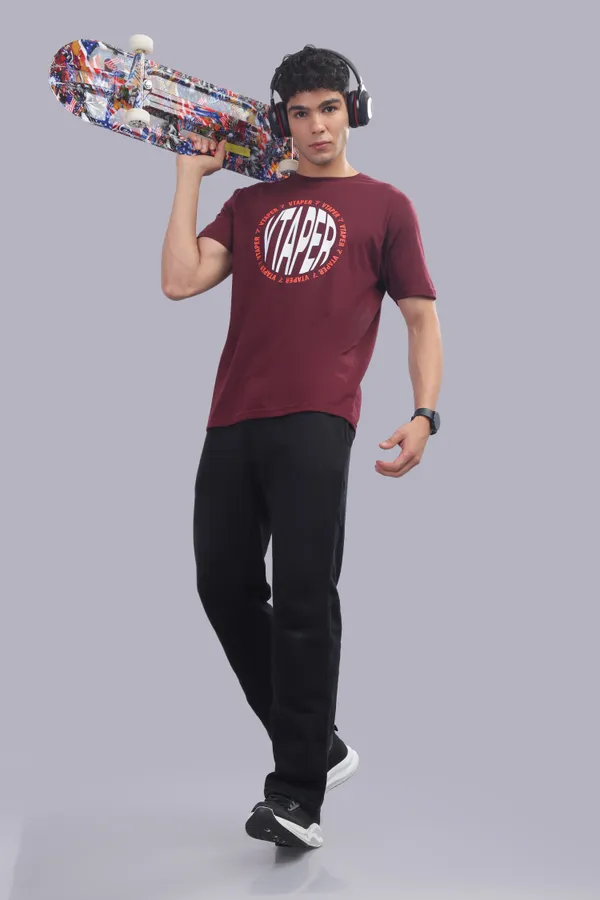 Marron_Cotton_Elastine_Legacy_Fit_T_Shirt_For_Men