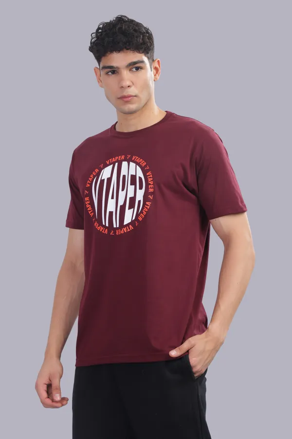 Marron_Cotton_Elastine_Legacy_Fit_T_Shirt_For_Men