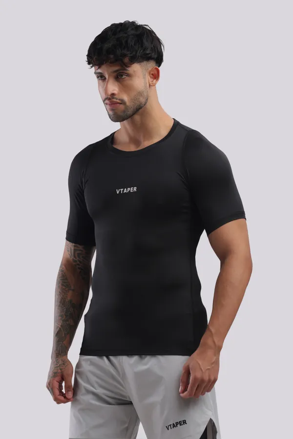Black_Polyster_Drfyfit_Compression_Half_Selvess_T_Shirt_For_Men_Pack_Of_2