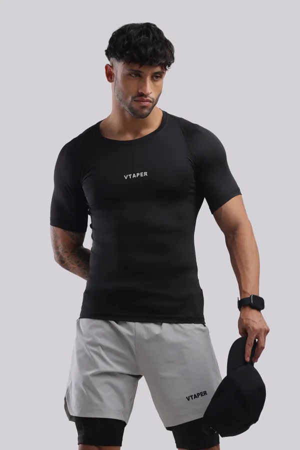 Black_Polyster_Drfyfit_Compression_Half_Selvess_T_Shirt_For_Men_Pack_Of_2