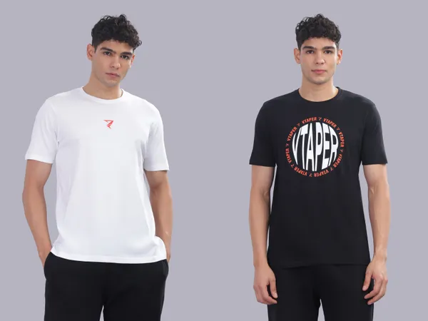 White_And_Black_Cotton_Elastine_Bold_Grahpic_T_Shirt_For_Men_Pack_Of_2