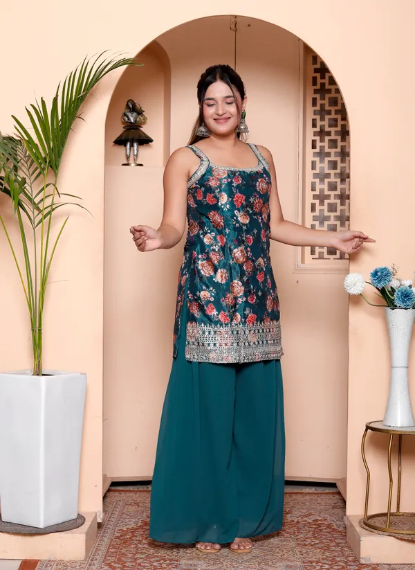 Womens_Teal_Floral_Printed_Kurta_Set_With_Palazzo_And_Dupatta_Ethnic_Wear