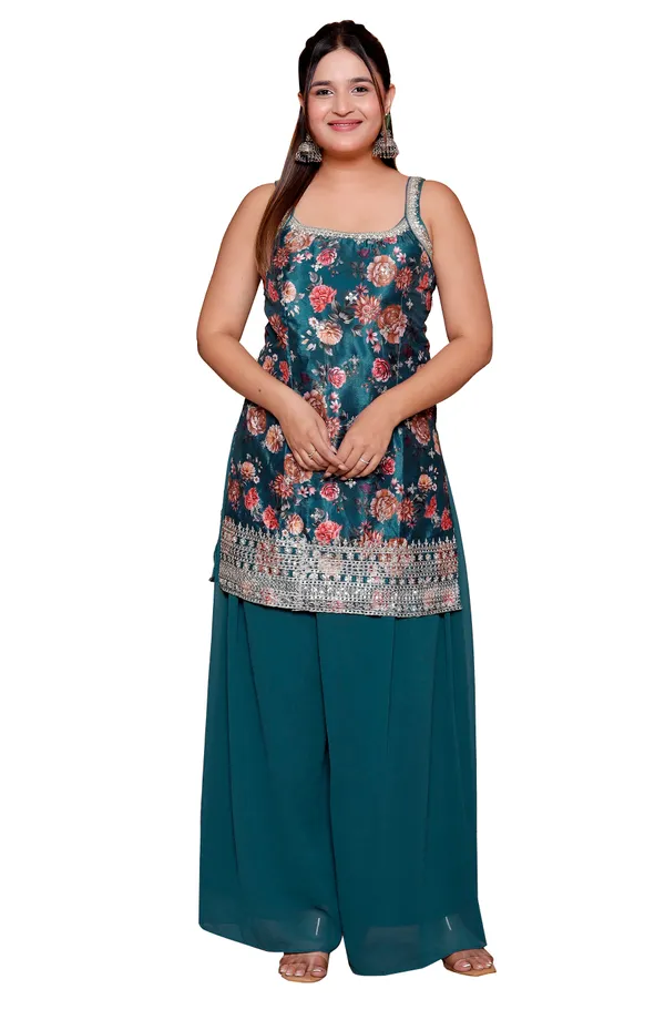 Womens_Teal_Floral_Printed_Kurta_Set_With_Palazzo_And_Dupatta_Ethnic_Wear