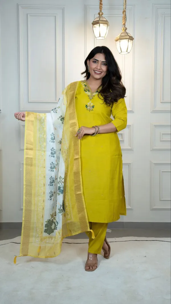 Yellow_Roman_Silk_Embroidered_Salwar_Suit_Set_With_Floral_Dupatta_For_Woman
