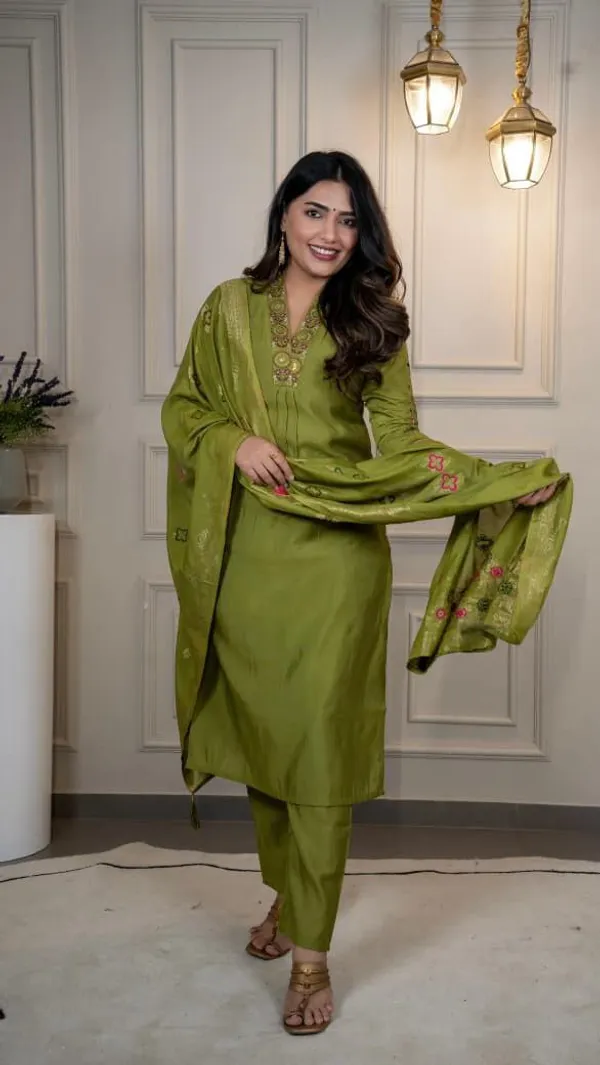 Olive_Green_Roman_Silk_Embroidered_Salwar_Suit_Set_With_Dupatta_For_Woman