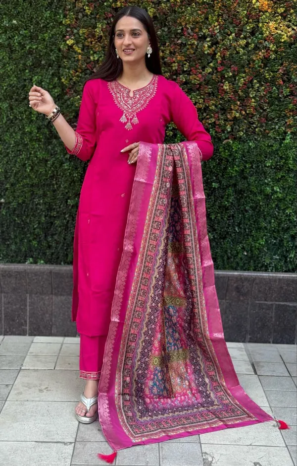Vibrant_Pink_Roman_Silk_Embroidered_Salwar_Suit_Set_With_Dupatta_For_Woman