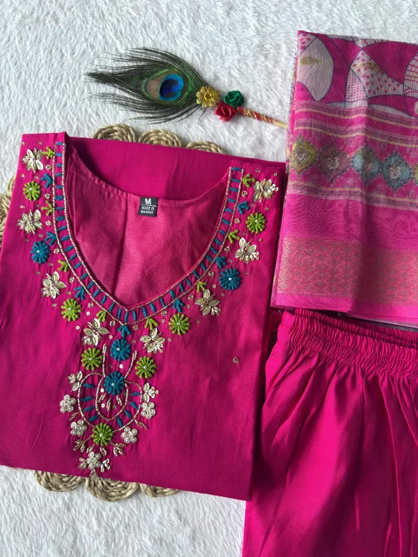 Pink_Roman_Silk_Embroidered_Salwar_Suit_Set_With_Banarasi_Dupatta_For_Woman