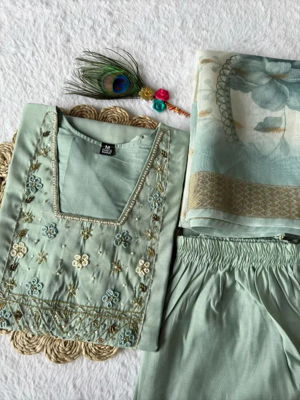 Mint_Green_Roman_Silk_Embroidered_Kurta_Set_With_Dupatta_For_Woman