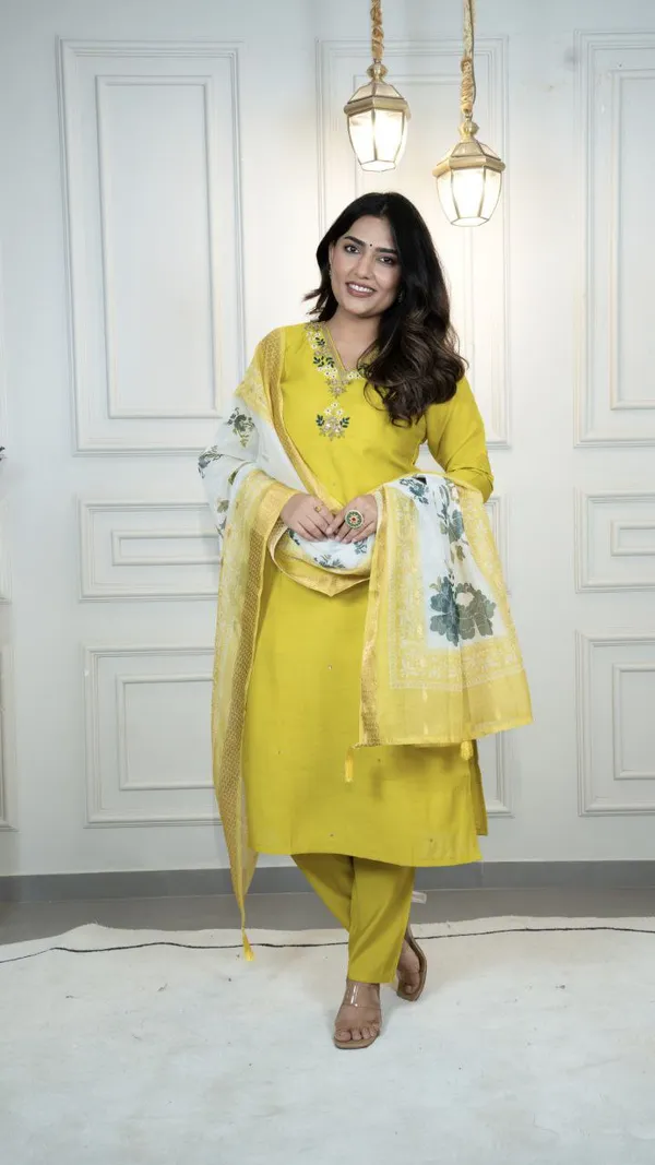 Yellow_Roman_Silk_Embroidered_Salwar_Suit_Set_With_Floral_Dupatta_For_Woman