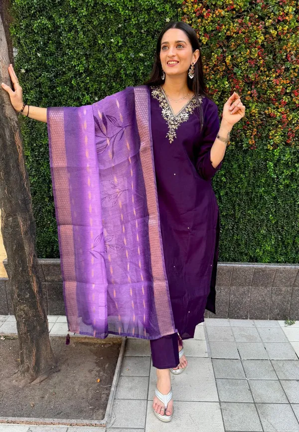 Purple_Cotton_Embroidered_Salwar_Suit_Set_With_Banarasi_Dupatta_For_Woman