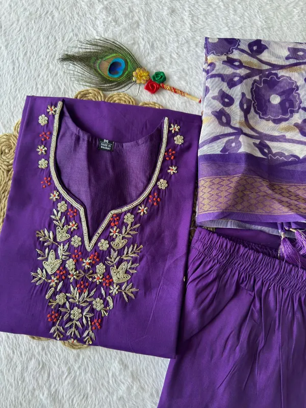 Purple_Roman_Silk_Embroidered_Salwar_Suit_Set_With_Banarasi_Dupatta_For_Woman