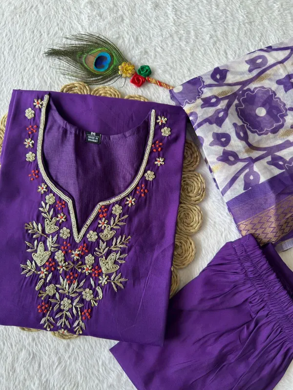 Purple_Roman_Silk_Embroidered_Salwar_Suit_Set_With_Banarasi_Dupatta_For_Woman