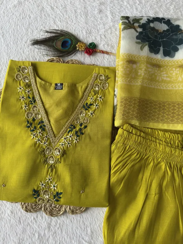 Yellow_Roman_Silk_Embroidered_Salwar_Suit_Set_With_Floral_Dupatta_For_Woman