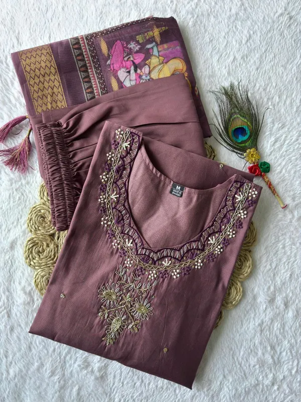 Mauve_Purple_Cotton_Embroidered_Kurta_Set_With_Printed_Dupatta_For_Woman