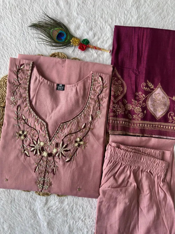 Pink_And_Maroon_Roman_Silk_Embroidered_Salwar_Suit_Set_With_Banarasi_Dupatta_For_Woman
