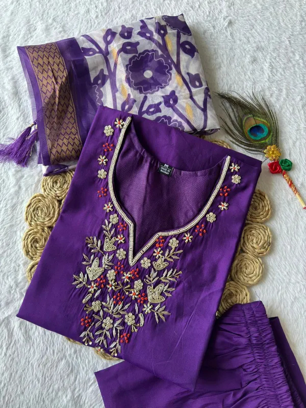 Purple_Roman_Silk_Embroidered_Salwar_Suit_Set_With_Banarasi_Dupatta_For_Woman