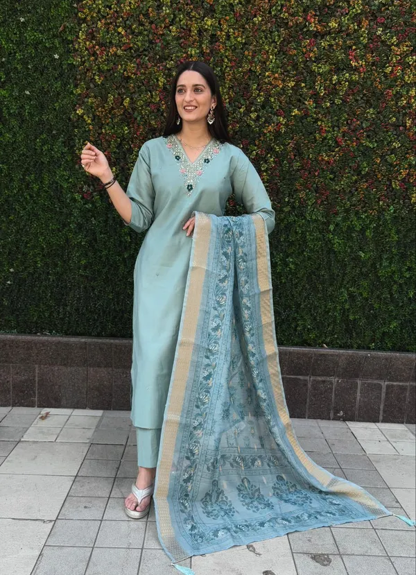 Aqua_Blue_Roman_Silk_Embroidered_Kurta_Set_With_Dupatta_For_Woman