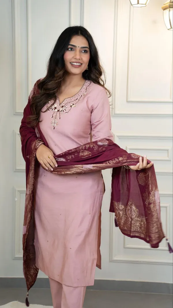 Pink_And_Maroon_Roman_Silk_Embroidered_Salwar_Suit_Set_With_Banarasi_Dupatta_For_Woman