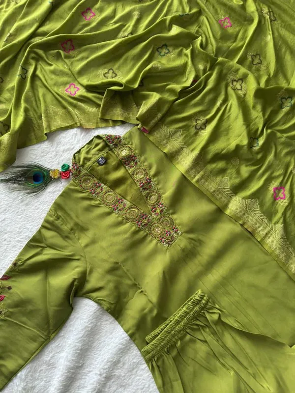 Olive_Green_Roman_Silk_Embroidered_Salwar_Suit_Set_With_Dupatta_For_Woman