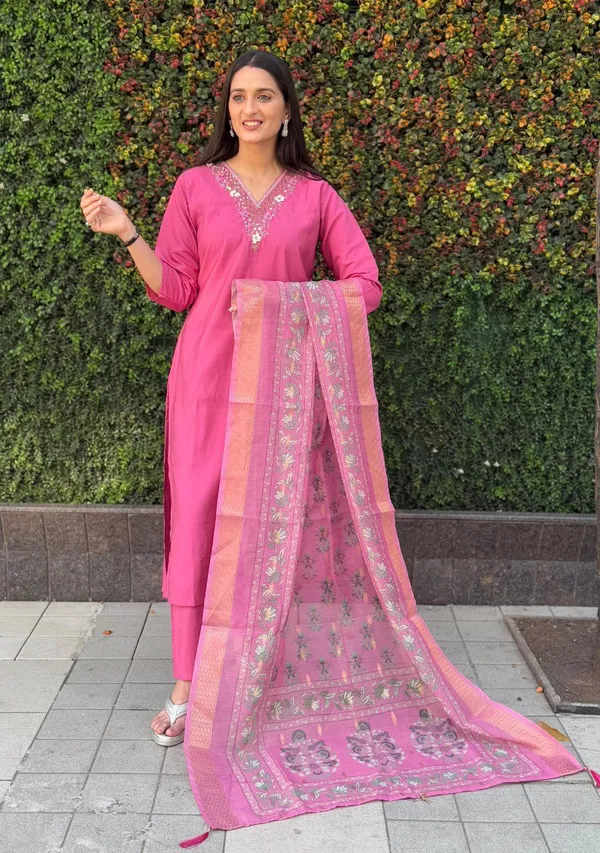 Pink_Cotton_Embroidered_Kurta_Set_With_Printed_Dupatta_For_Woman