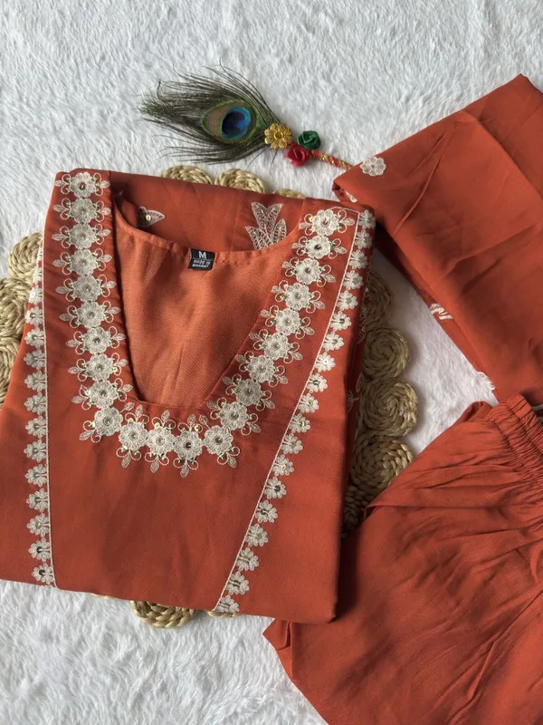 Rust_Orange_Roman_Silk_Embroidered_Kurta_Set_With_Dupatta_For_Woman