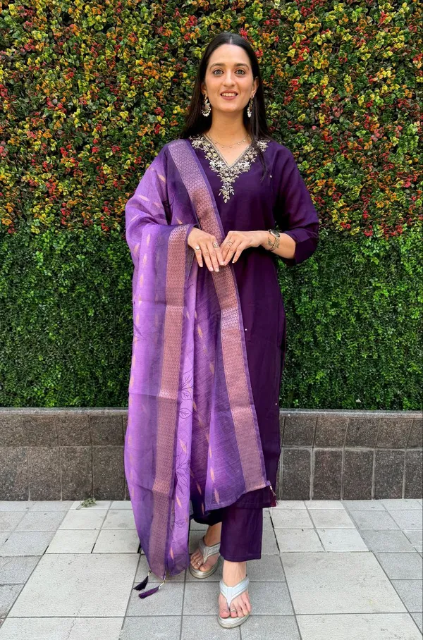 Purple_Cotton_Embroidered_Salwar_Suit_Set_With_Banarasi_Dupatta_For_Woman