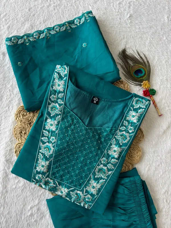 Teal_Roman_Silk_Embroidered_Ethnic_Suit_Set_With_Dupatta_For_Woman