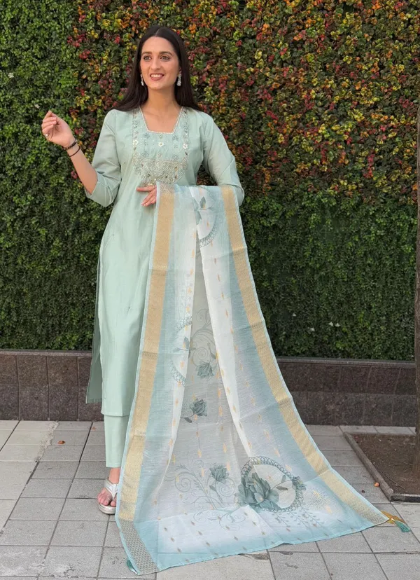Mint_Green_Roman_Silk_Embroidered_Kurta_Set_With_Dupatta_For_Woman
