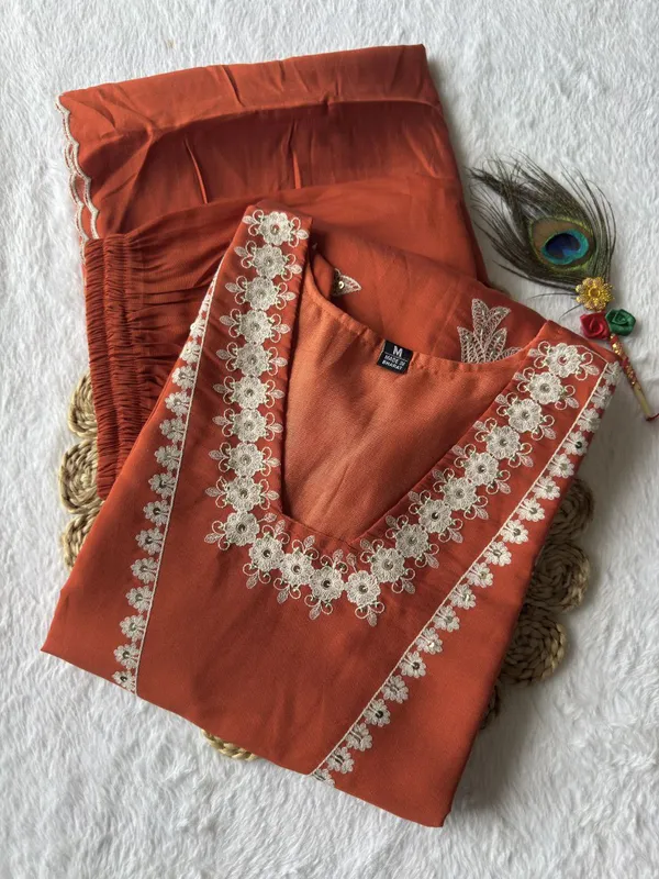 Rust_Orange_Roman_Silk_Embroidered_Kurta_Set_With_Dupatta_For_Woman