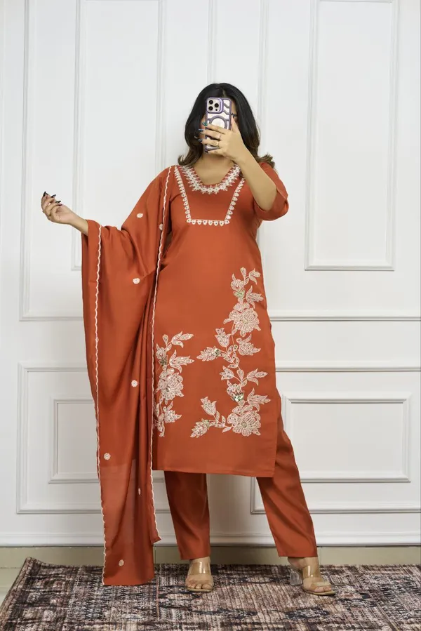 Rust_Orange_Roman_Silk_Embroidered_Kurta_Set_With_Dupatta_For_Woman
