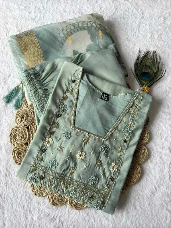 Mint_Green_Roman_Silk_Embroidered_Kurta_Set_With_Dupatta_For_Woman