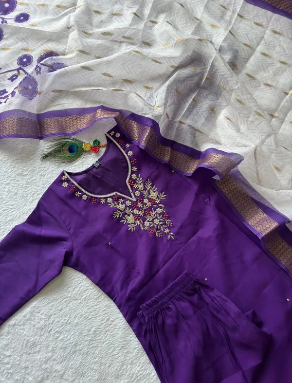 Purple_Roman_Silk_Embroidered_Salwar_Suit_Set_With_Banarasi_Dupatta_For_Woman